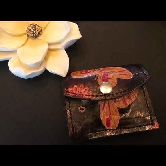 Mexican wallet clutch , Goat Leather butterflies - Picture 4 of 8